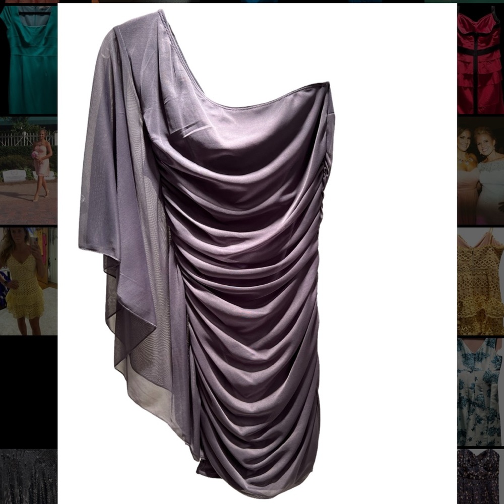 Ruby Rox One Shoulder Rimestone Neckline Dress - Picture 7 of 10